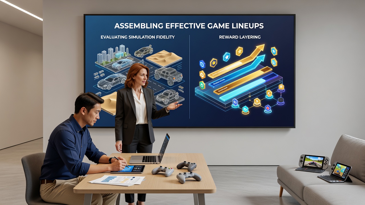 Developers analyzing reward system data and simulation benchmarks for mobile game selection