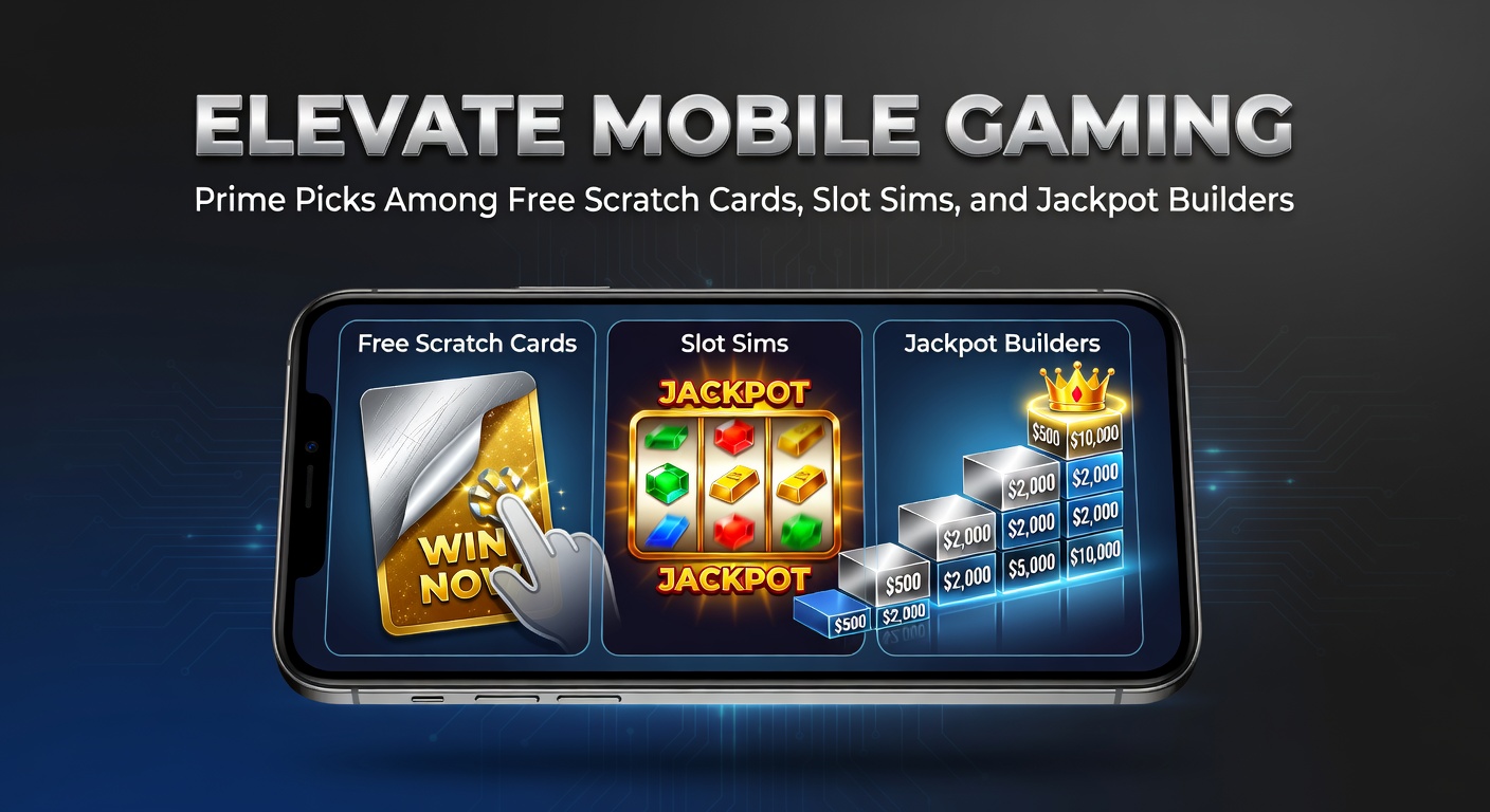 Vibrant mobile screen displaying a free scratch card game with colorful tickets and instant win animations, capturing the thrill of quick-play mobile gaming