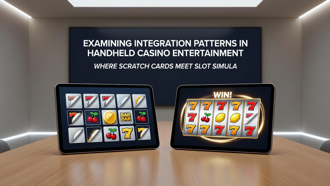 Close-up view of hybrid mobile game screen showing scratch reveal overlapping slot reels with active bonus meter