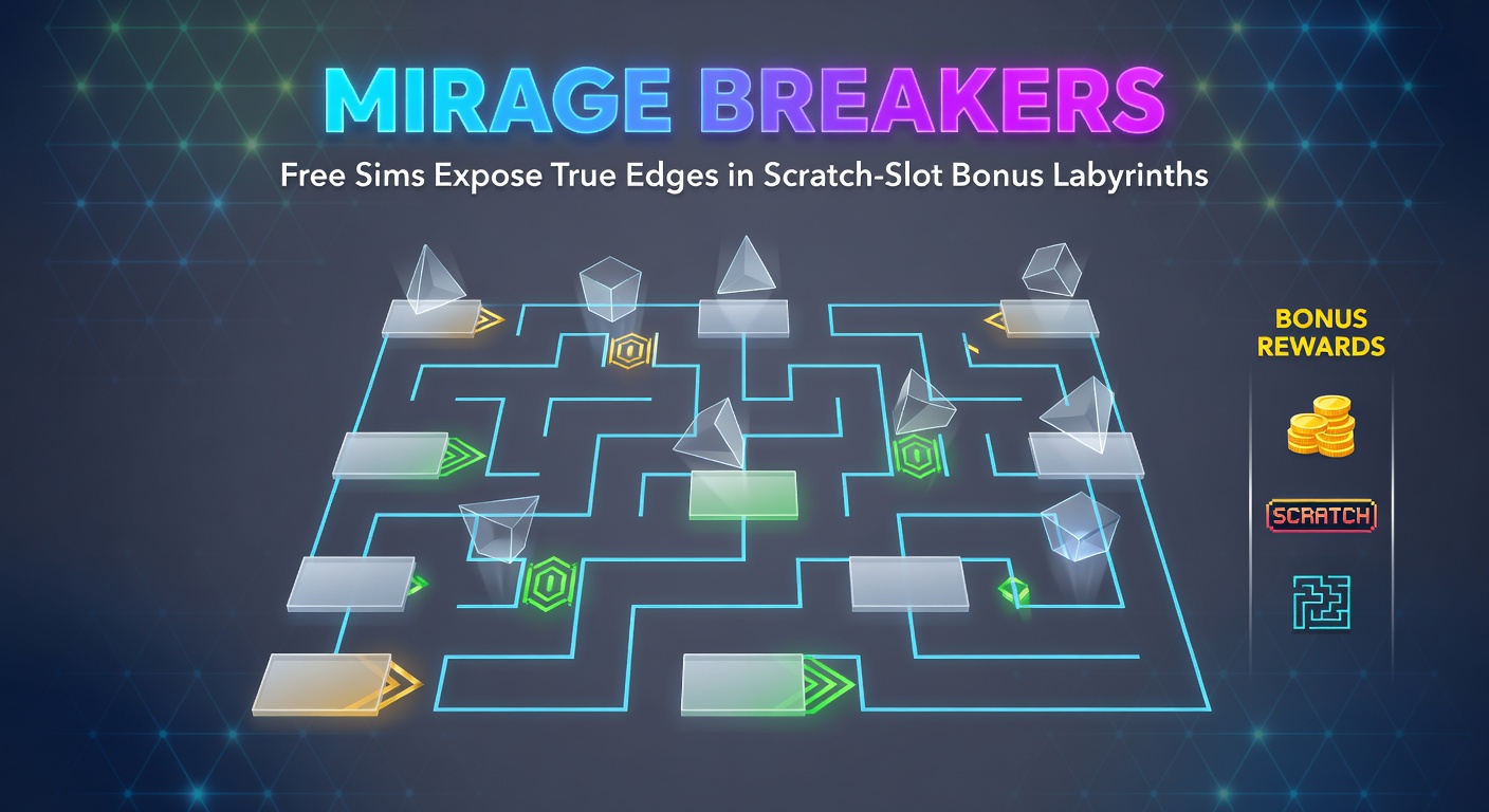 Close-up of a mobile demo interface showing branching bonus trees in a scratch-slot game, with overlaid stats on house edge and trigger rates from simulation runs