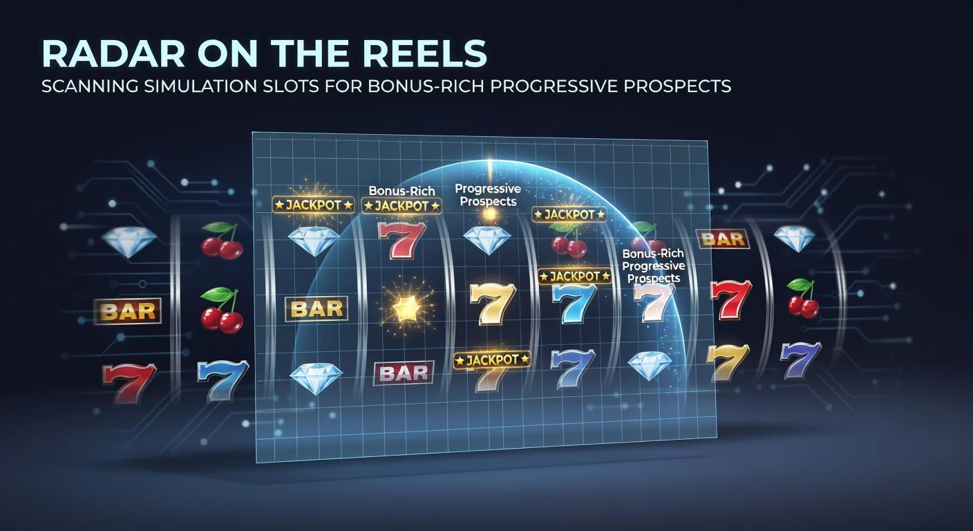 Digital radar screen scanning colorful slot reels with glowing progressive jackpot indicators and bonus symbols