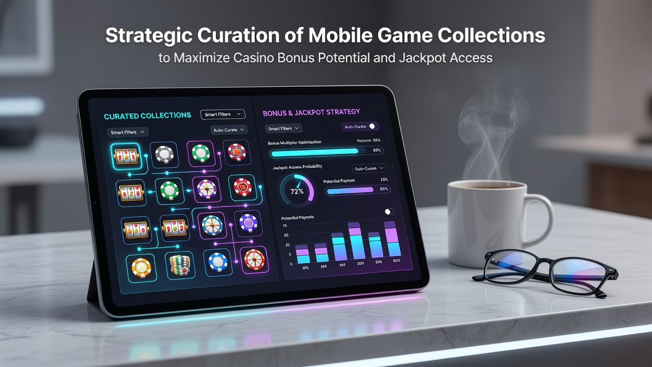 Screenshot of curated mobile game folders showing jackpot-linked titles alongside bonus tracking tools